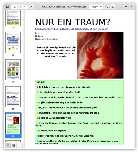 Script CRISPR_rEvolution ... nur ein Traum? Februar 2025

Auszug multimediale Dokumentation 2011 - 2022

Ein kleines Gedicht über das Träumen, bedingungslose Liebe und die Unendlichkeit der Seele :-) :-) :-)

Ein Fötus in der Fruchtblase schwimmend symbolisiert die Menschheit - darunter ein Gedicht zu Gedanken über einen Traum von der Unendlichkeit der Seele ... und das universelle Kind in uns allen - QUO VADIS ihr Kinder und Enkel?