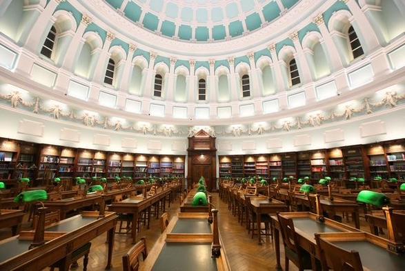 Interior view of the National Library of Ireland.