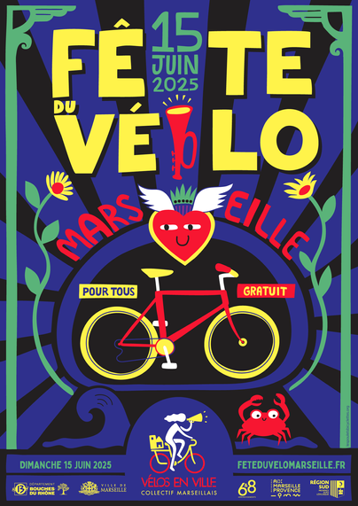 affiche fête du vélo marseille. Le 15 juin sur le prado