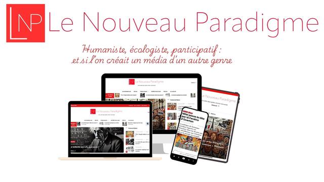 Image représentant plusieurs écrans avec la présentation du futur site Le Nouveau Paradigme