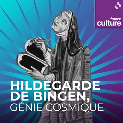 the cover of the radio show featuring a drawing of Hildegarde Von Bingen praying
 
