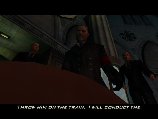 Screenshots of von Beck telling his henchmen, "Throw him on the train. I will conduct the interrogation when we reach Istanbul."