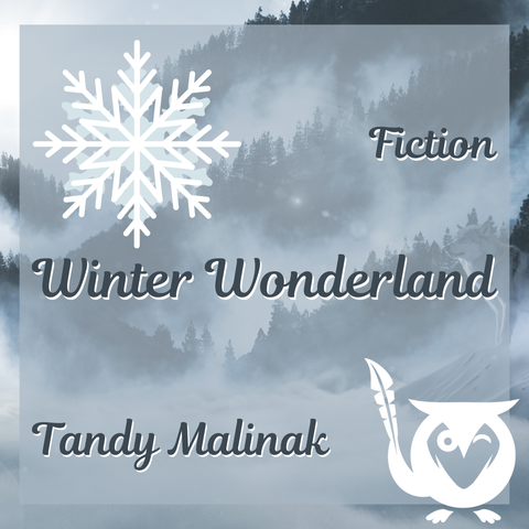 Snowflake superimposed over wintry mountain backdrop - TEXT: Fiction - Winter Wonderland - Tandy Malinak