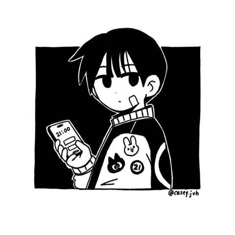 An illustration of a boy with a phone.