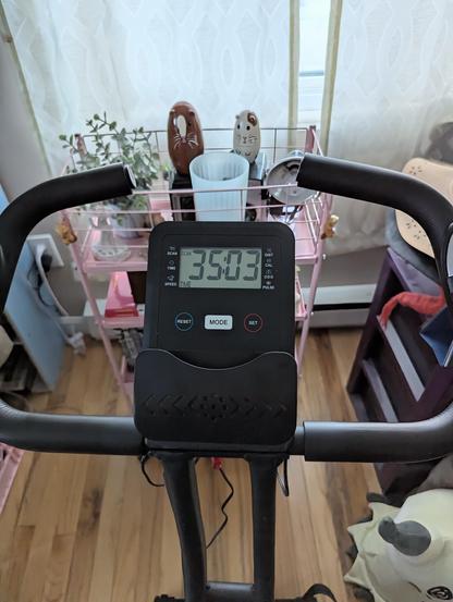 Image shows the display screen of my exercise bike. It shows a time of 35 minutes and 3 seconds.