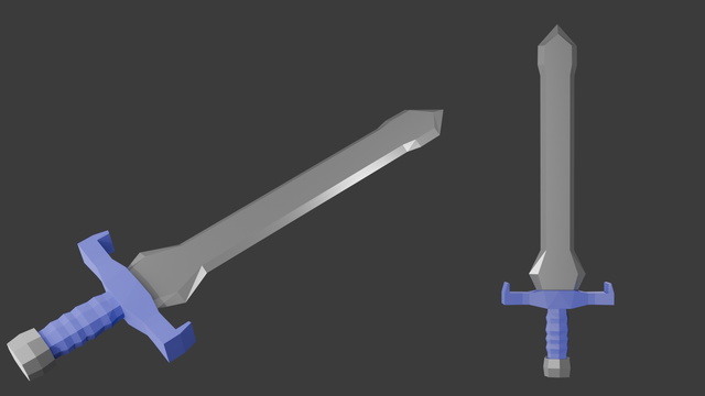a 3d rendering of a low poly sword.
