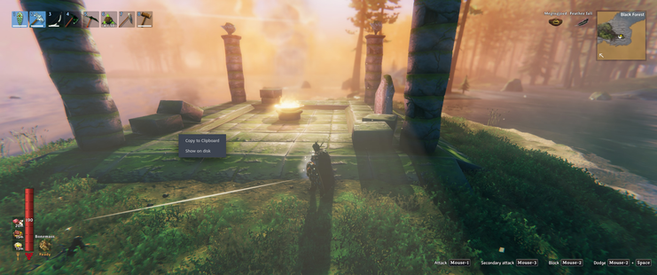 Screen capture of 'The Elder boss's altar surrounded by water.