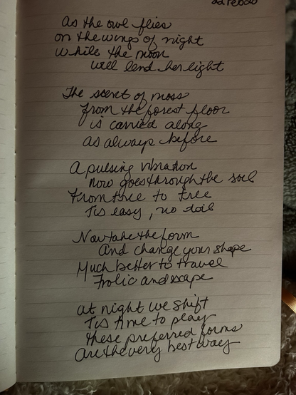 Poem in cursive 
