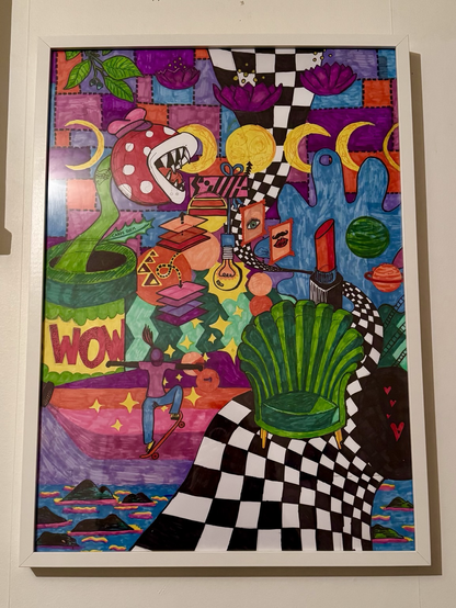 Painting in frame on the wall