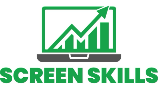 Logo of Screen Skills: an open laptop with a graph on the screen