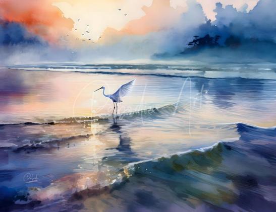 EGRET FISHING is now available in your choice of media and size and ships free to the US and Canada
https://pabodie.com/products/egret-fishing