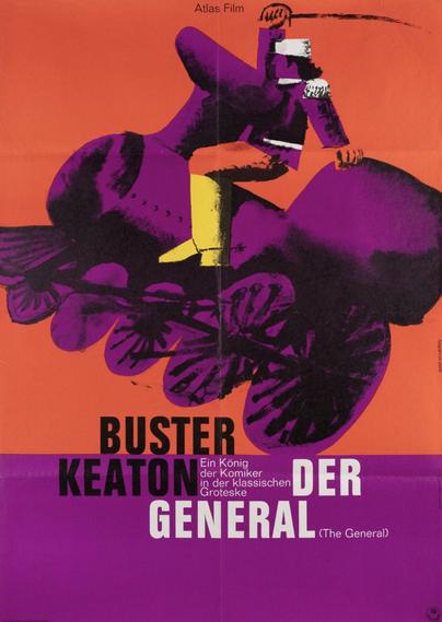 Four posters for the 1926 silent Buster Keaton film “The General” from Germany, Japan, Poland and Russia.