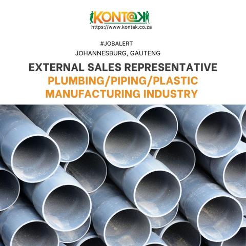 "External Sales Representative- Plumbing/Piping/Plastic Manufacturing Industry (JB5111) at Kontak Recruitment in Johannesburg, Gauteng
