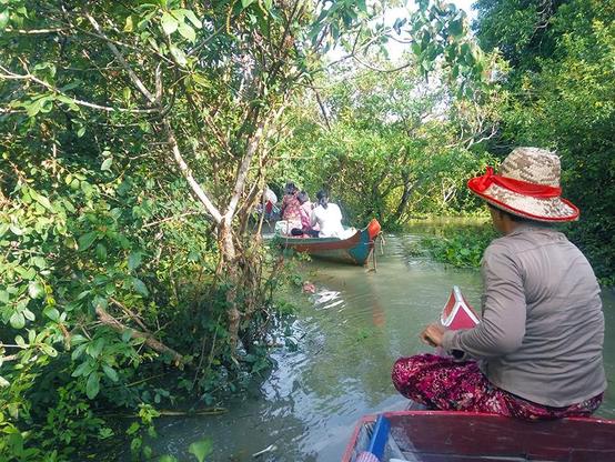 Kampong Phluk village and mangroves at Tonle Sap Lake