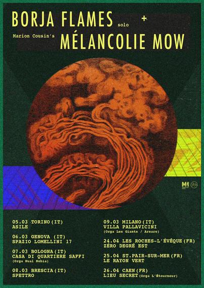 Solo concerts 
05.03 TORINO (IT) Asile 
06.07 GENOVA (IT) Spazio Lomellini 17
07.03 BOLOGNA (IT) Casa di Quartiere Saffi (Orga Nual Nebia)
08.03 BRESCIA (IT) Spettro 
09.03 MILANO (IT) Villa Pallavicini (Orga Les Giants / Areare)
24.04 LES ROCHES-L’ÉVÊQUE (41) Zéro Degré Est
25.04 ST PAIR-SUR-MER (50) Le Rayon Vert 
26.04 CAEN (14) Lieu Secret (Orga L’Étourneur)