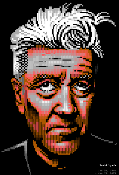 ANSI textmode portrait of David Lynch
