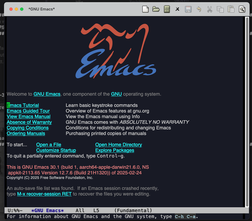 emacs 30.1 macOS