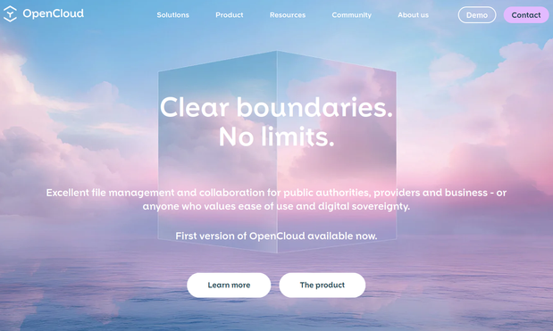 Screenshot of opencloud.eu Website