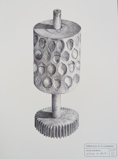 Dessin au stylo bille d'un objet en fonte