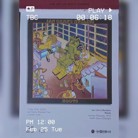 Abreißtageskalender mit dem Kalenderblatt des Vinyl-Covers der LP "Roots" (1973) von Ian Carr's Nucleus