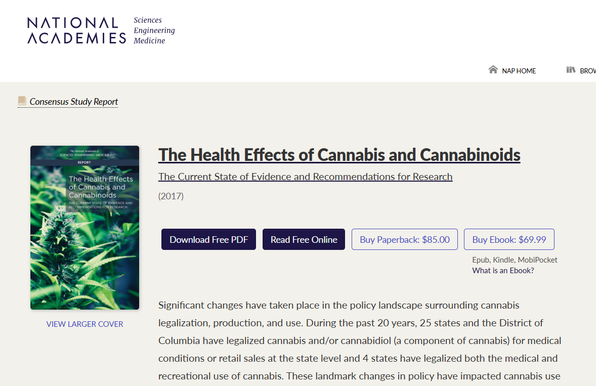 Screenshot Februar 2025 Cannabis Wissen
II. Therapeutic Effects
4. Therapeutic Effects of Cannabis and Cannabinoids
CHRONIC PAIN
CANCER
CHEMOTHERAPY-INDUCED NAUSEA AND VOMITING
ANOREXIA AND WEIGHT LOSS
IRRITABLE BOWEL SYNDROME
EPILEPSY
SPASTICITY ASSOCIATED WITH MULTIPLE SCLEROSIS OR SPINAL CORD INJURY
TOURETTE SYNDROME
AMYOTROPHIC LATERAL SCLEROSIS
HUNTINGTON'S DISEASE
PARKINSON'S DISEASE
DYSTONIA
DEMENTIA
GLAUCOMA
TRAUMATIC BRAIN INJURY/INTRACRANIAL HEMORRHAGE
ADDICTION
ANXIETY
DEPRESSION
SLEEP DISORDERS
POSTTRAUMATIC STRESS DISORDER
SCHIZOPHRENIA AND OTHER PSYCHOSES
RESEARCH GAPS
SUMMARY
REFERENCES