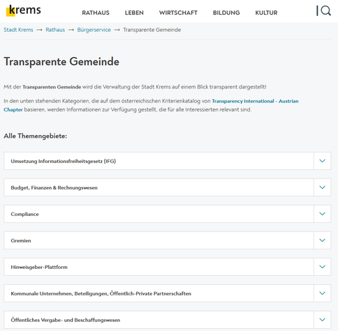 Screenshot Webseite Transparente Gemeinde