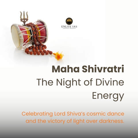 Maha Shivratri – A Night of Devotion and Awakening 

Maha Shivratri, the Great Night of Shiva, is a sacred Hindu festival that signifies the triumph of light over darkness and wisdom over ignorance. Celebrated annually on the 14th day of the waning lunar month of Phalguna, it marks the divine union of Lord Shiva and Goddess Parvati and the cosmic dance of Shiva, the Tandava.

Did You Know?

Maha Shivratri is observed with fasting, meditation, chanting of ‘Om Namah Shivaya,’ and temple visits.
The nightlong vigil symbolizes self-discipline, devotion, and spiritual awakening.
In Kashmir Shaivism, it is called Herath, a major festival for devotees in the region.
Let this Shivratri bring peace, prosperity, and divine blessings into your life. 

How do you celebrate Maha Shivratri? Share your traditions in the comments!

#EnliteIAS #MahaShivratri #HarHarMahadev #SpiritualAwakening 