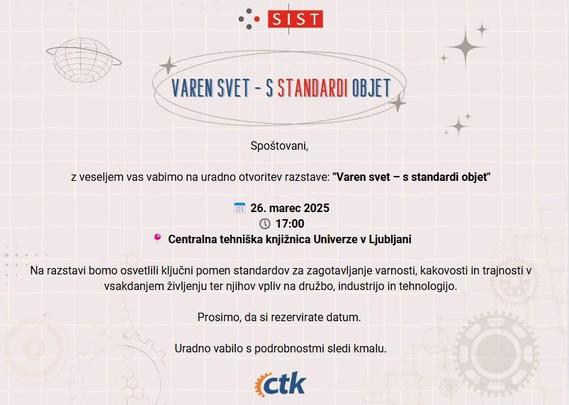 Vabilo na otvoritev razstave "Varen svet – s standardi objet"