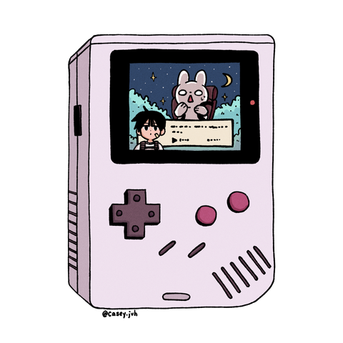 An illustration of a video game story scene.