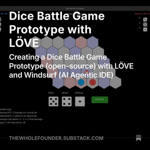 To celebrate valentine's day this month, I made a two-player dice battle game with the LÖVE framework using #WindsurfIDE.