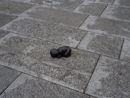 Ripe with destructive potential... Iron Baby by Antony Gormley, c. 2019 (iron, site-specific @ Royal Academy of Arts courtyard)
