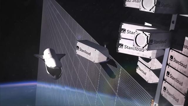 Illustration: Starcloud data center being assembled in Earth orbit