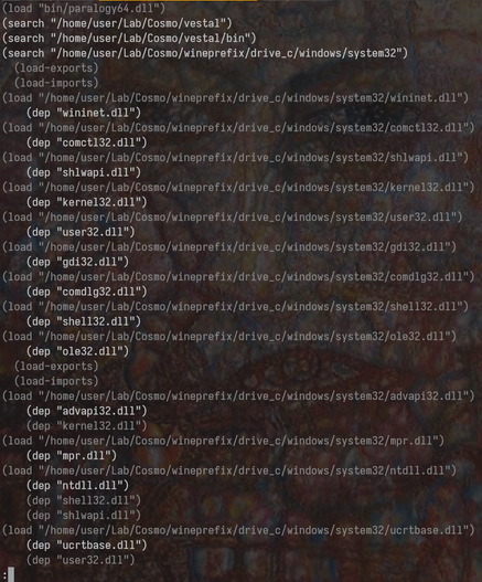 screenshot of terminal, listing DLLs. new ones are highlighted while ones already seen are dim