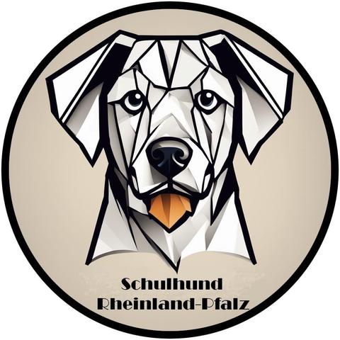 Logo Schulhund Rheinland-Pfalz mit Illustration eines Hundekopfes