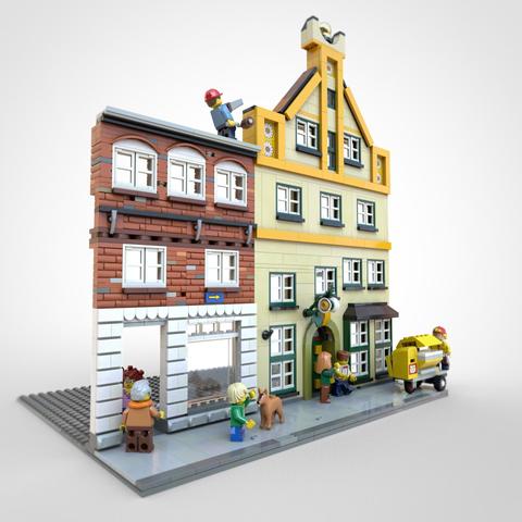 Custom Lego model of buildings in Lüneburg, Germany, by Benjamin Albrecht from https://albrick.de
