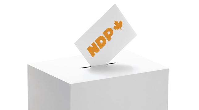 image shows ballot box with NDP party logo