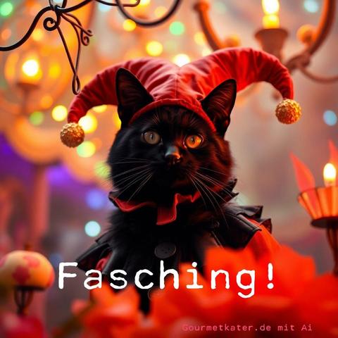 Kater mit Narrenkappe