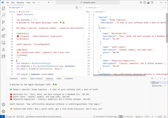 An example of using swift-mustache.