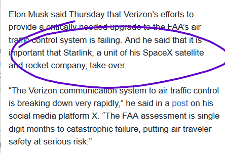 And he said that it is important that Starlink, a unit of his SpaceX satellite and rocket company, take over.