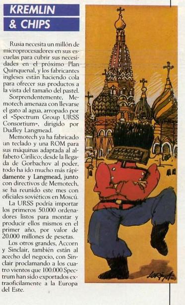 Micromania article from summer 1985: Russia needs one million of microprocessors and many british companies are interested