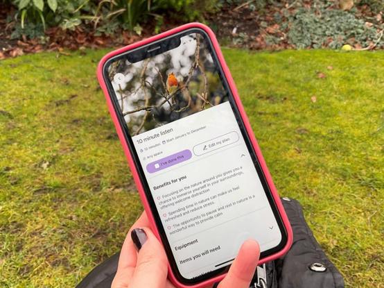 Activity in the Cultivating Wellbeing app on a smartphone by gardening charity Thrive