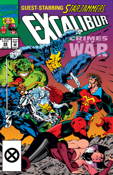 the cover, now colored in, in the upper right it reads 'crimes of war' in big light pink letters 