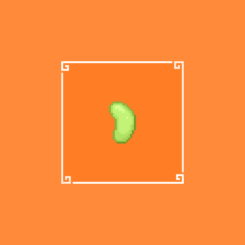 Green bean on an orange background.