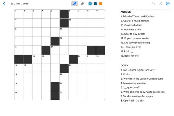 Joe Marquez for Crossword Flow on iPad with Apple Pencil