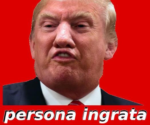 Description of the content: 
Image - Composition of a picture of a person and the text: persona ingrata.

Political Fictional Parody: 
Any Resemblance To Living Or Real People Is Purely Coincidental.