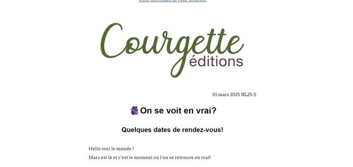 capture d'écran du début de notre dernière newsletter