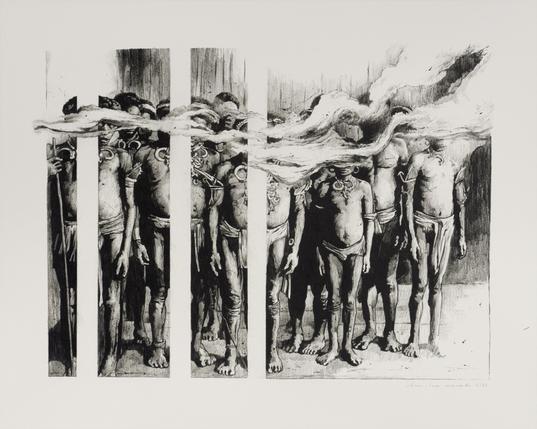 Sérigraphie Papou dessin de Jean Luc Navettte, format 40x50, 3 passages
