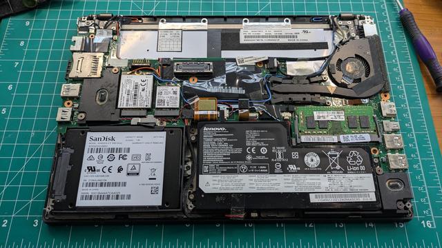 Thinkpad x260 with the back cover removed.