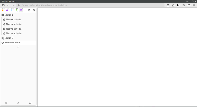 Screen capture of a clean Firefox window with vertical tabs inside the Sidebery extension.