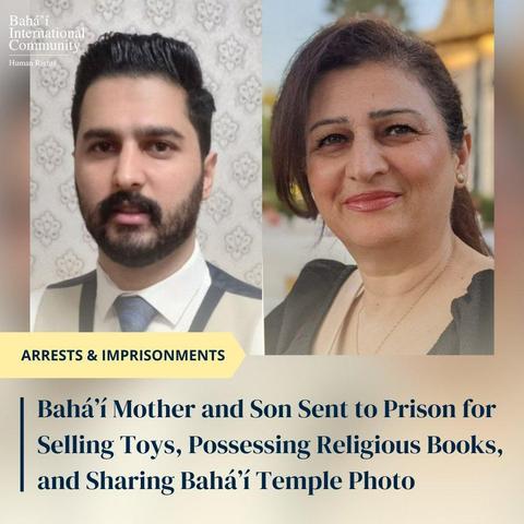 @Bahaibic_rights

El 20 de feb, #Nazilakhanipour y su  hijo, #Vesalheravi, bahá’ís de #rasht, fueron llamados a la  prisión de #Lakan, #Irán, para comenzar sus sentencias de prisión, 2 años p Khanipour y más de 4 años para Heravi. Sus condenas, confirmadas  sin una audiencia del Tribunal de Apelaciones de la Provincia #Gilan, se  basaron en acusaciones de actividades educativas y promocionales  contrarias a la ley islámica.